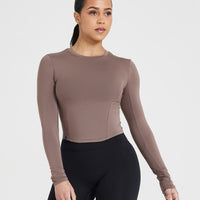 Mellow™ Soft Mid Long Sleeve Top | Cool Brown
