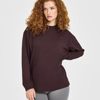 Classic Oversized Lightweight Long Sleeve Top | Plum Brown