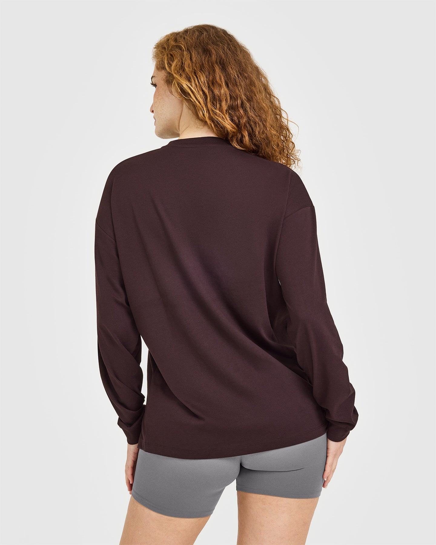 Classic Oversized Lightweight Long Sleeve Top | Plum Brown