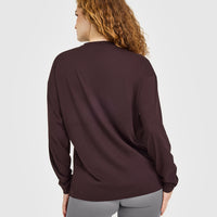 Classic Oversized Lightweight Long Sleeve Top | Plum Brown