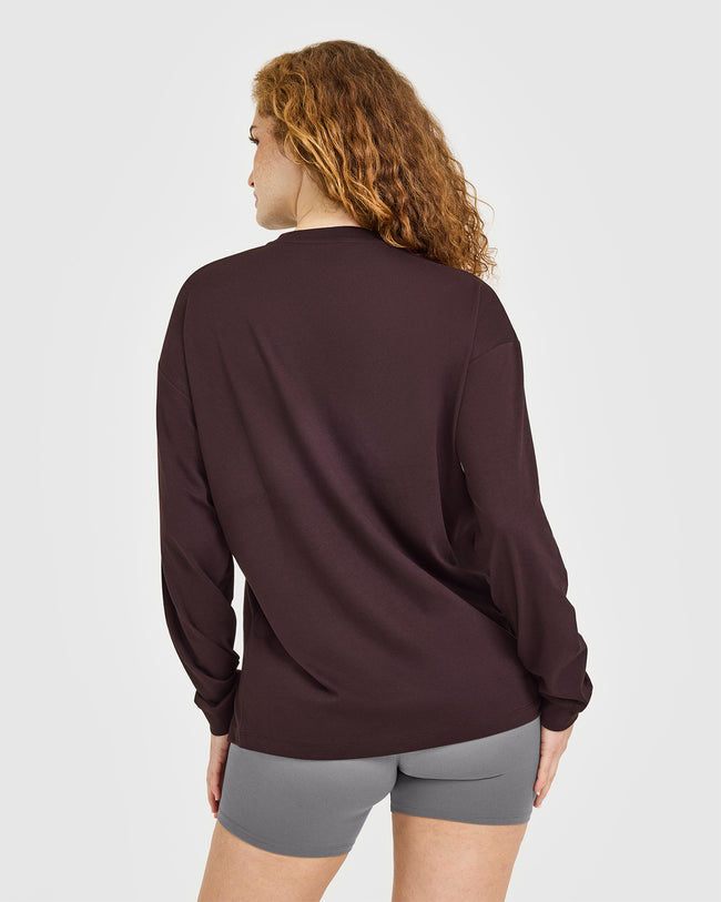 Classic Oversized Lightweight Long Sleeve Top | Plum Brown