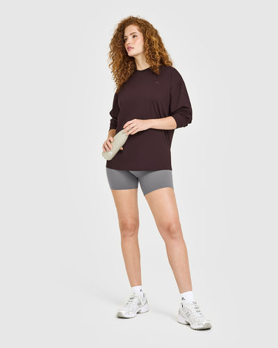 Classic Oversized Lightweight Long Sleeve Top | Plum Brown