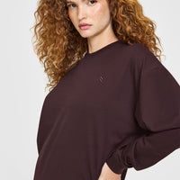 Classic Oversized Lightweight Long Sleeve Top | Plum Brown