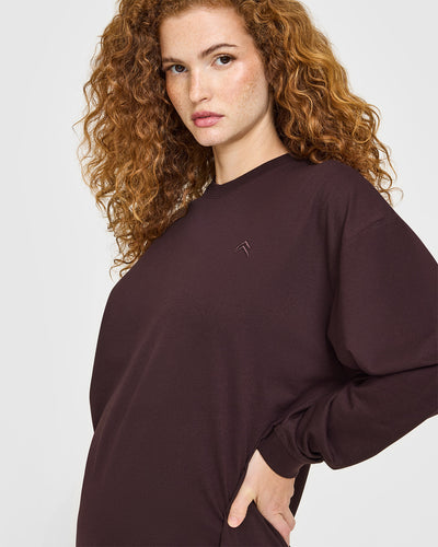 Classic Oversized Lightweight Long Sleeve Top | Plum Brown