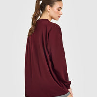 Classic Oversized Lightweight Long Sleeve Top | Rosewood
