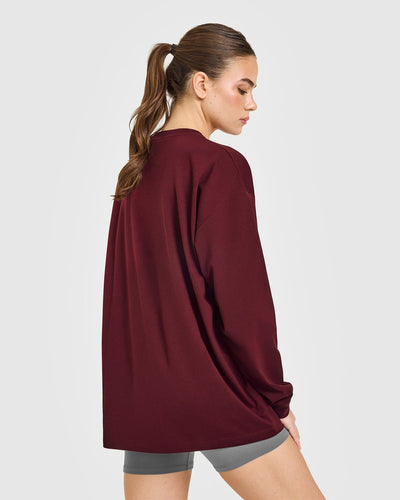 Classic Oversized Lightweight Long Sleeve Top | Rosewood