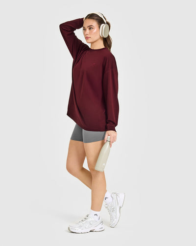 Classic Oversized Lightweight Long Sleeve Top | Rosewood