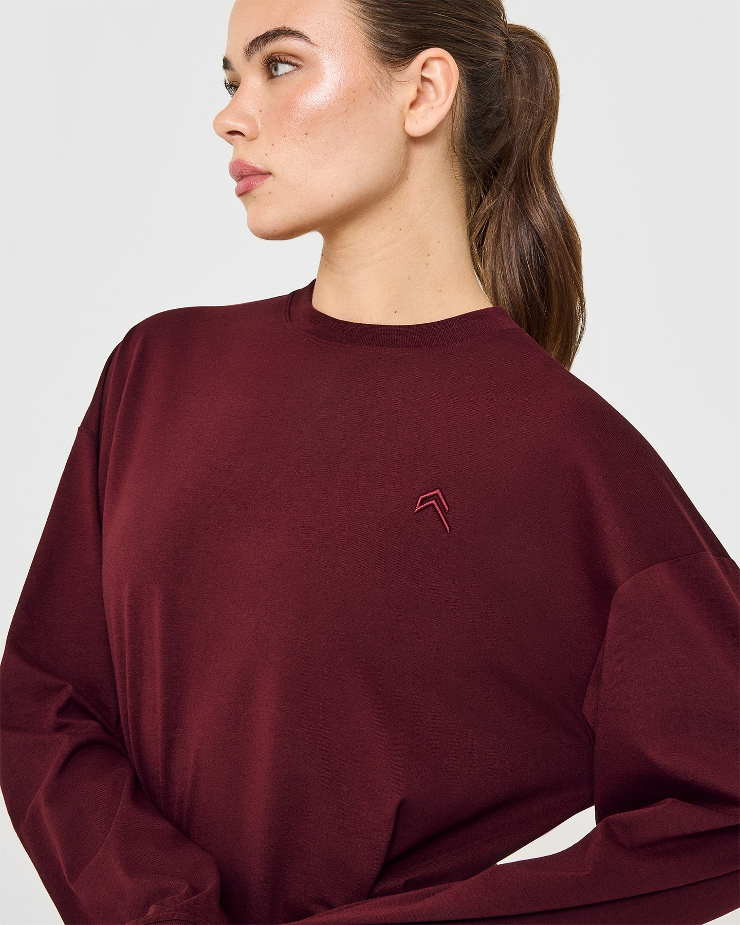 Classic Oversized Lightweight Long Sleeve Top | Rosewood