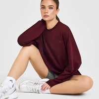 Classic Oversized Lightweight Long Sleeve Top | Rosewood