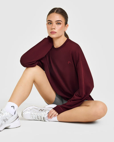 Classic Oversized Lightweight Long Sleeve Top | Rosewood