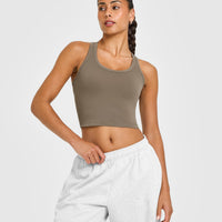 Cotton Fitted Mid Vest | Moss Brown