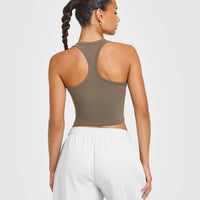 Cotton Fitted Mid Vest | Moss Brown