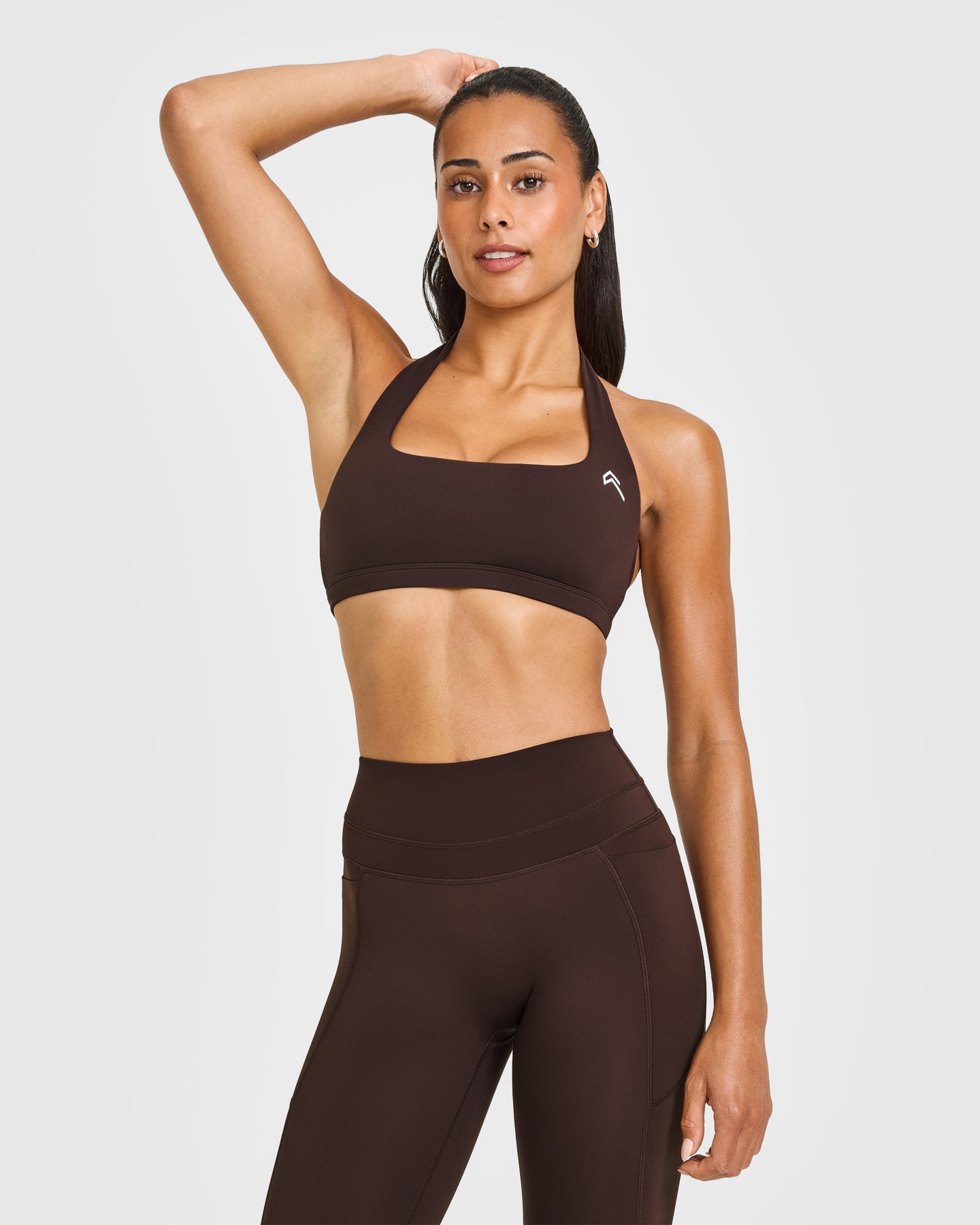 EasyLiftâ„¢ Halter Bralette with White Logo | 70% Cocoa