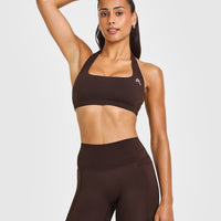 EasyLiftâ„¢ Halter Bralette with White Logo | 70% Cocoa