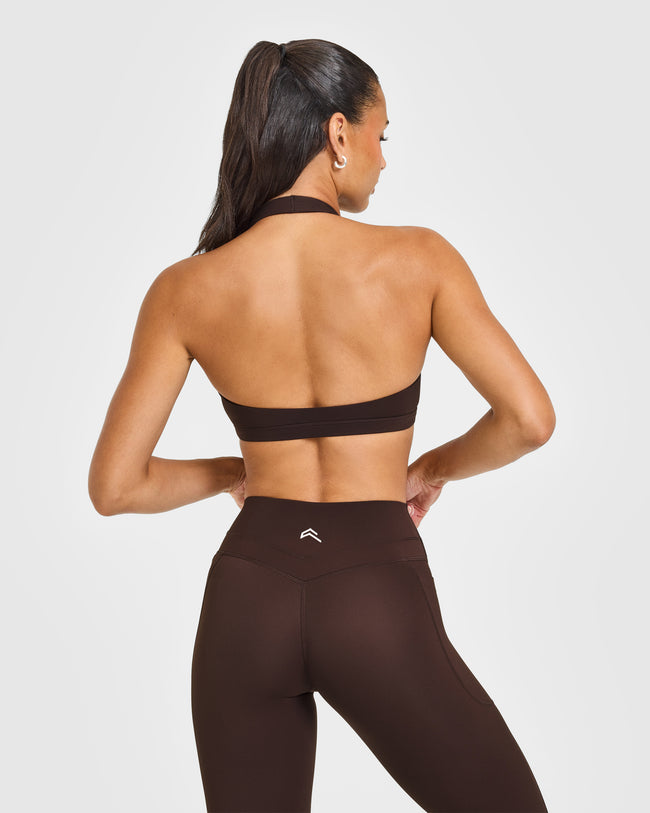 EasyLiftâ„¢ Halter Bralette with White Logo | 70% Cocoa
