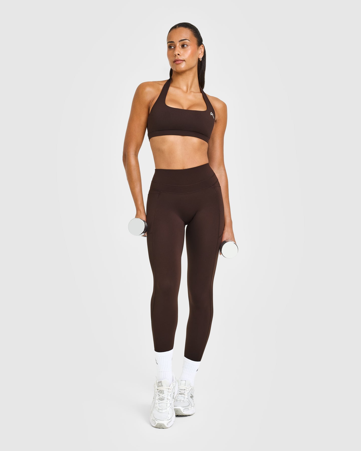 EasyLiftâ„¢ Halter Bralette with White Logo | 70% Cocoa