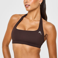 EasyLiftâ„¢ Halter Bralette with White Logo | 70% Cocoa
