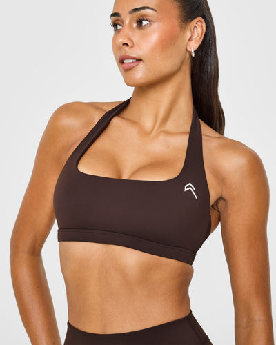 EasyLiftâ„¢ Halter Bralette with White Logo | 70% Cocoa