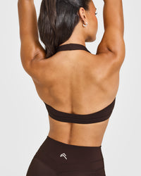EasyLiftâ„¢ Halter Bralette with White Logo | 70% Cocoa