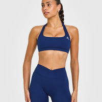 EasyLiftâ„¢ Halter Bralette with White Logo | Midnight