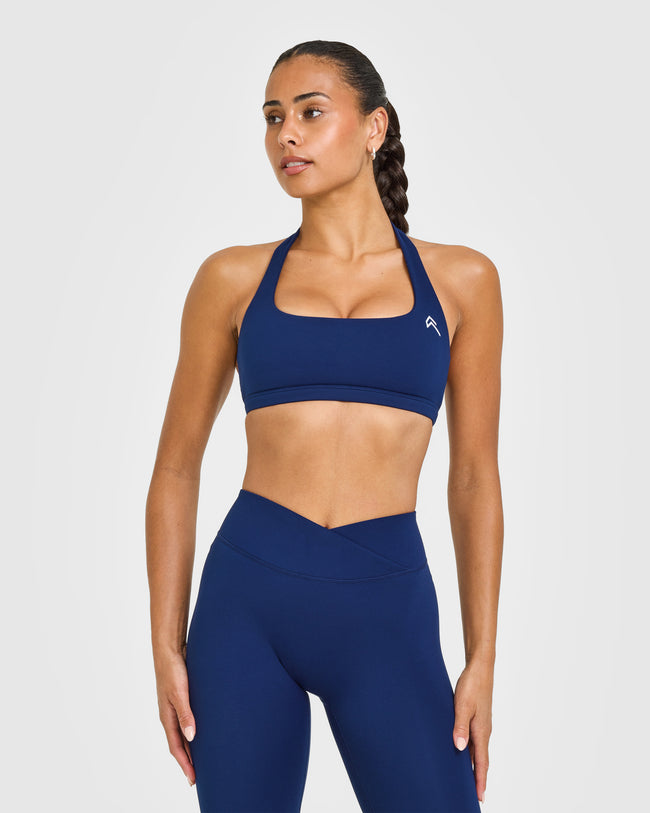 EasyLiftâ„¢ Halter Bralette with White Logo | Midnight
