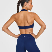 EasyLiftâ„¢ Halter Bralette with White Logo | Midnight