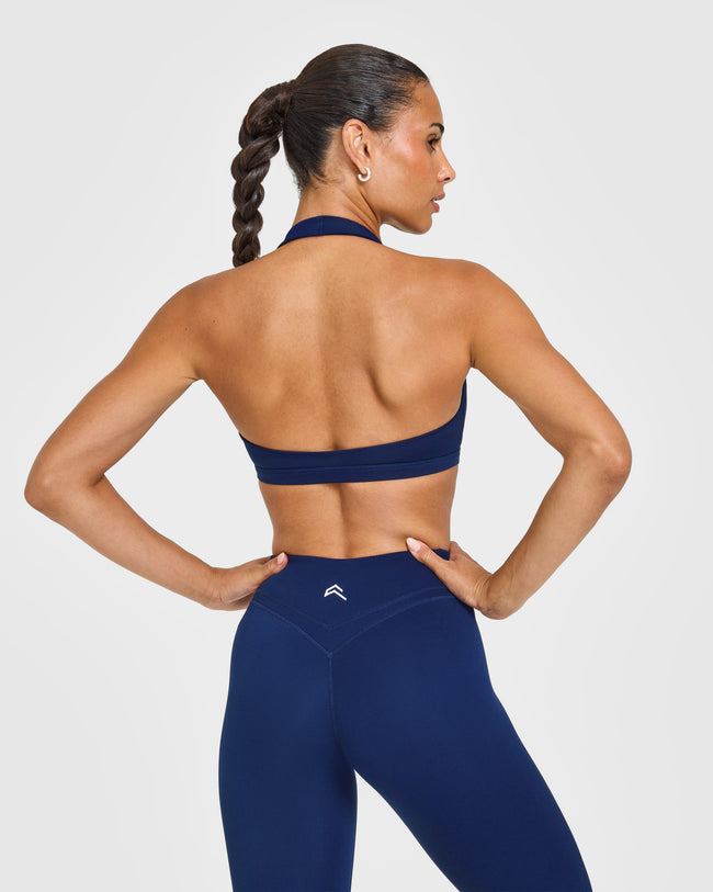 EasyLiftâ„¢ Halter Bralette with White Logo | Midnight