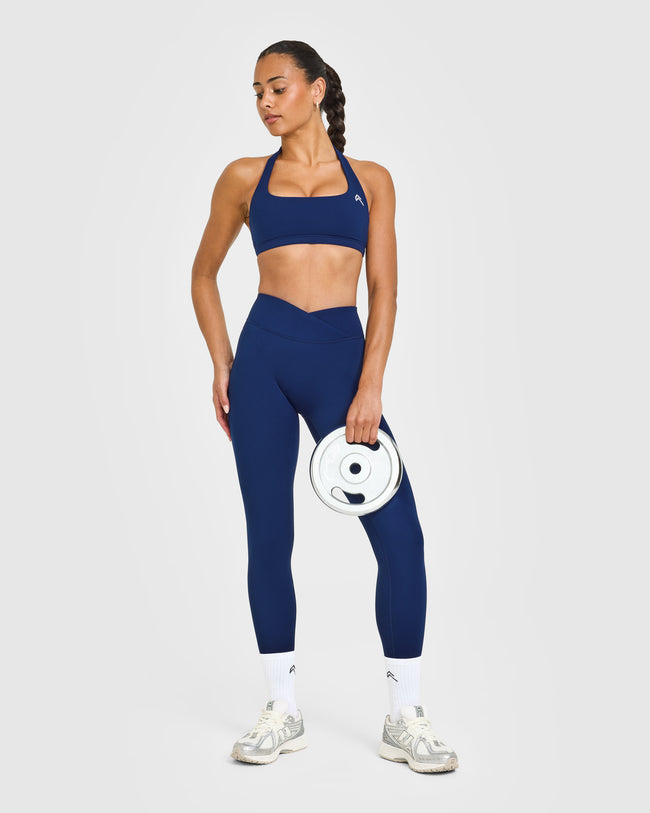 EasyLiftâ„¢ Halter Bralette with White Logo | Midnight