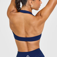 EasyLiftâ„¢ Halter Bralette with White Logo | Midnight