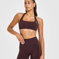 EasyLiftâ„¢ Halter Bralette with White Logo | Plum Brown