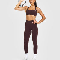 EasyLiftâ„¢ Halter Bralette with White Logo | Plum Brown