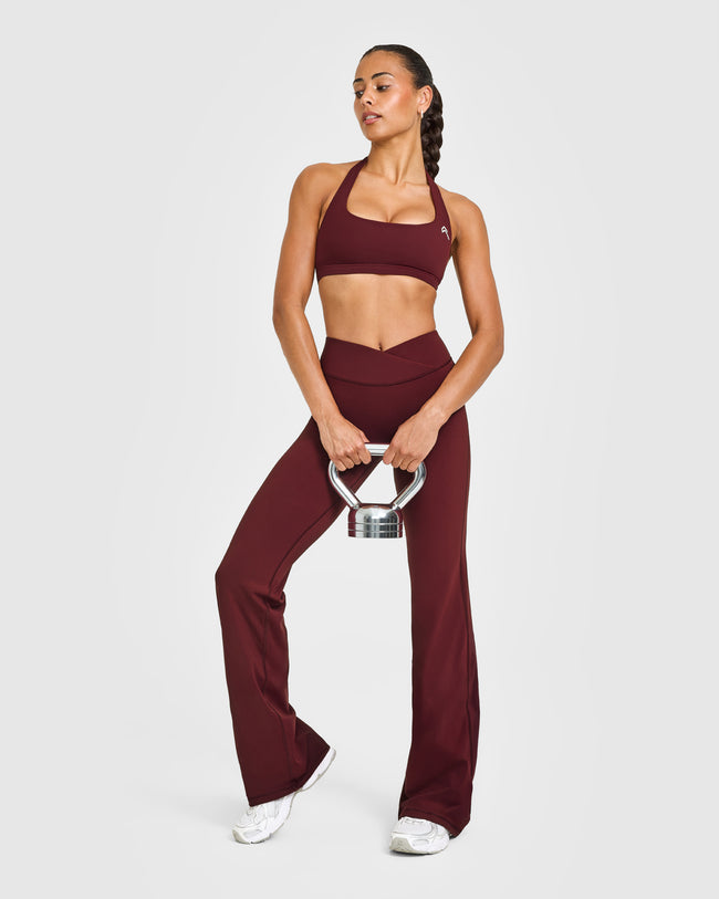 EasyLiftâ„¢ Halter Bralette with White Logo | Rosewood