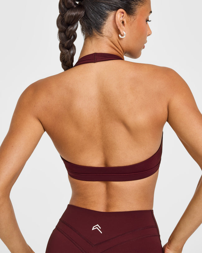 EasyLiftâ„¢ Halter Bralette with White Logo | Rosewood