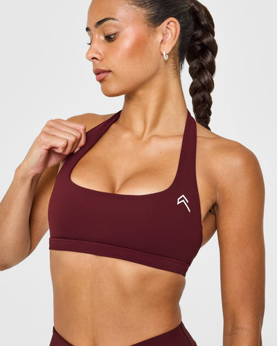 EasyLiftâ„¢ Halter Bralette with White Logo | Rosewood