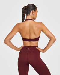 EasyLiftâ„¢ Halter Bralette with White Logo | Rosewood