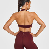 EasyLiftâ„¢ Halter Bralette with White Logo | Rosewood