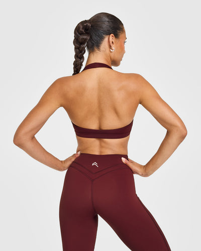 EasyLiftâ„¢ Halter Bralette with White Logo | Rosewood