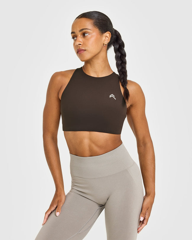 EasyLiftâ„¢ High Neck Sports Bra | 70% Cocoa