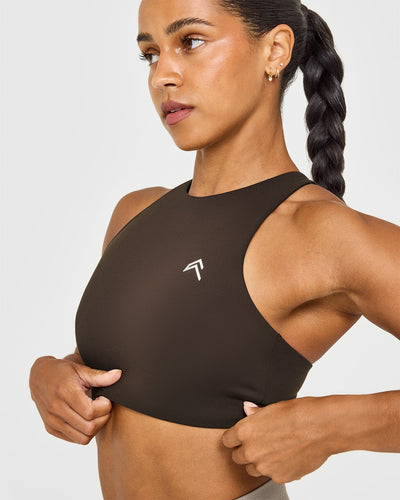 EasyLiftâ„¢ High Neck Sports Bra | 70% Cocoa