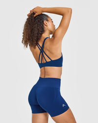 EasyLiftâ„¢ High Neck Sports Bra with White Logo | Midnight