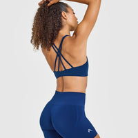 EasyLiftâ„¢ High Neck Sports Bra with White Logo | Midnight