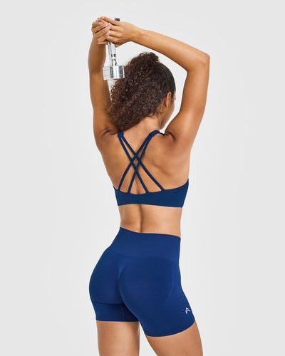 EasyLiftâ„¢ High Neck Sports Bra with White Logo | Midnight