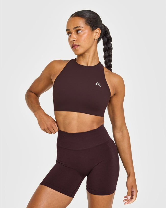 EasyLiftâ„¢ High Neck Sports Bra | Plum Brown