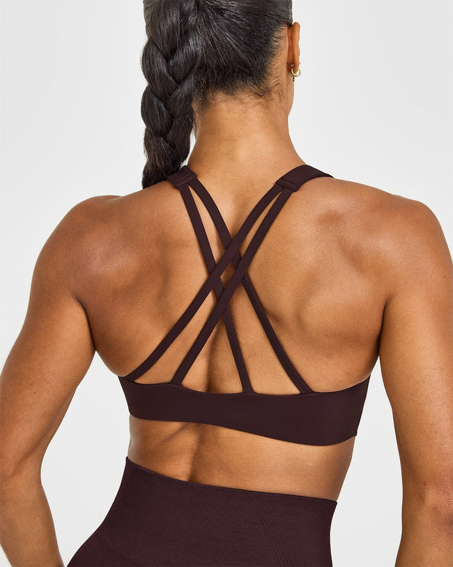 EasyLiftâ„¢ High Neck Sports Bra | Plum Brown