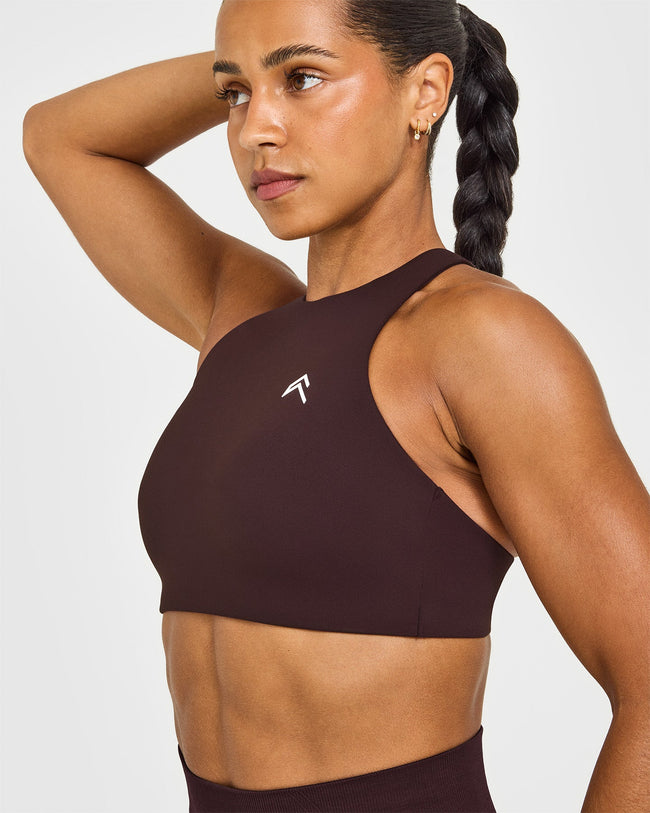 EasyLiftâ„¢ High Neck Sports Bra | Plum Brown