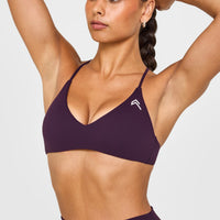 EasyLiftâ„¢ Ultra Minimal Bralette with White Logo | Blackberry Purple