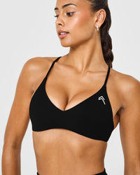 EasyLiftâ„¢ Ultra Minimal Bralette with White Logo | Black