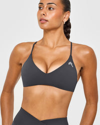 EasyLiftâ„¢ Ultra Minimal Bralette with White Logo | Coal