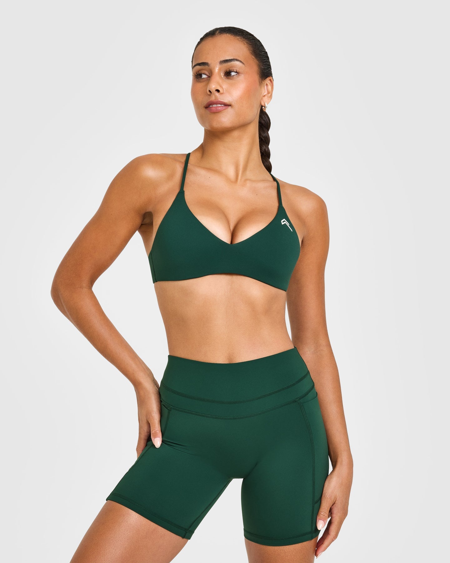 EasyLiftâ„¢ Ultra Minimal Bralette with White Logo | Racing Green