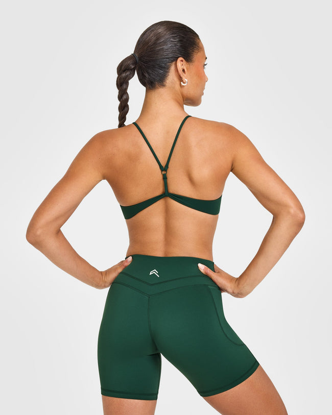 EasyLiftâ„¢ Ultra Minimal Bralette with White Logo | Racing Green